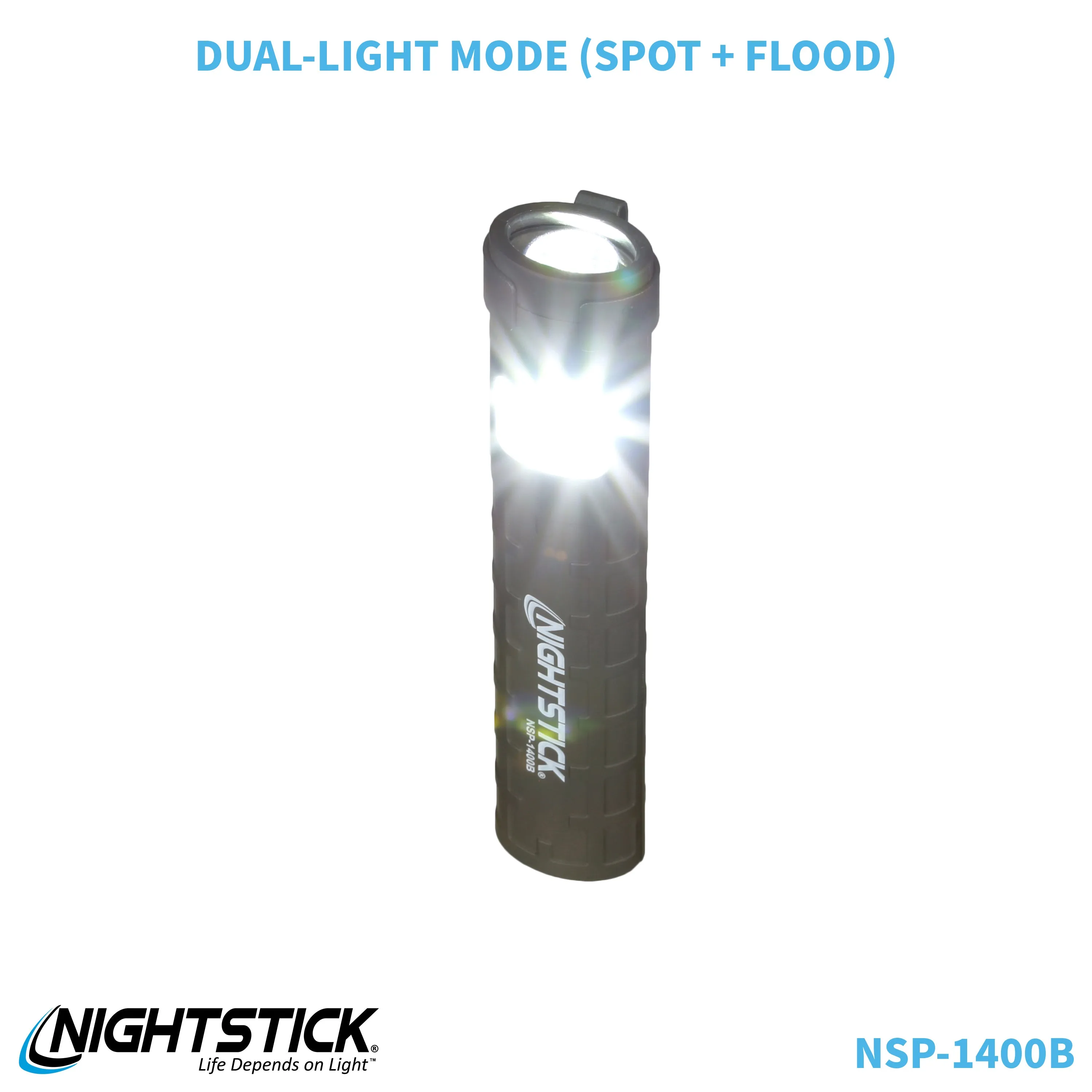 NSP-1400B: Dual-Switch Dual-Light Flashlight - 2 AAA