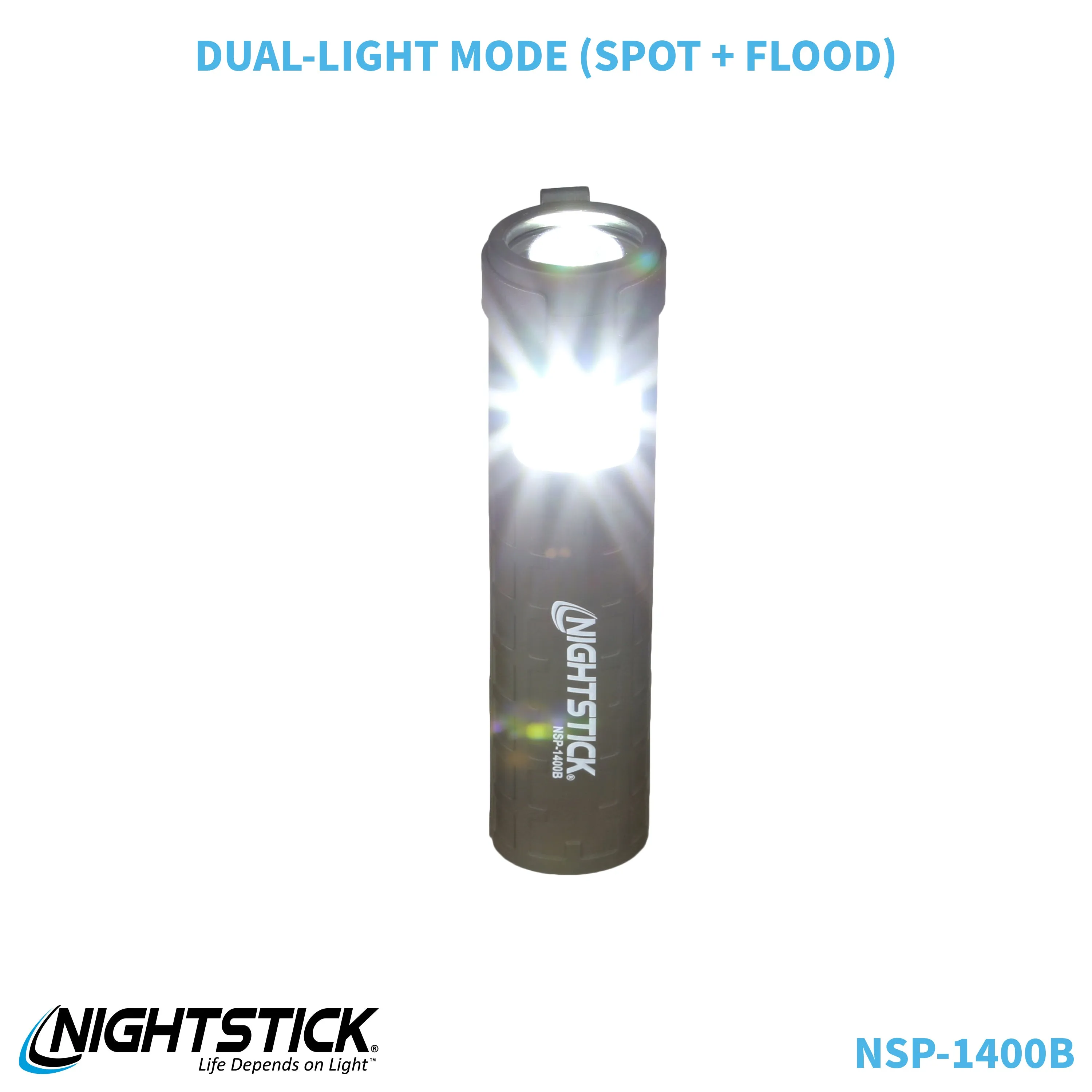 NSP-1400B: Dual-Switch Dual-Light Flashlight - 2 AAA