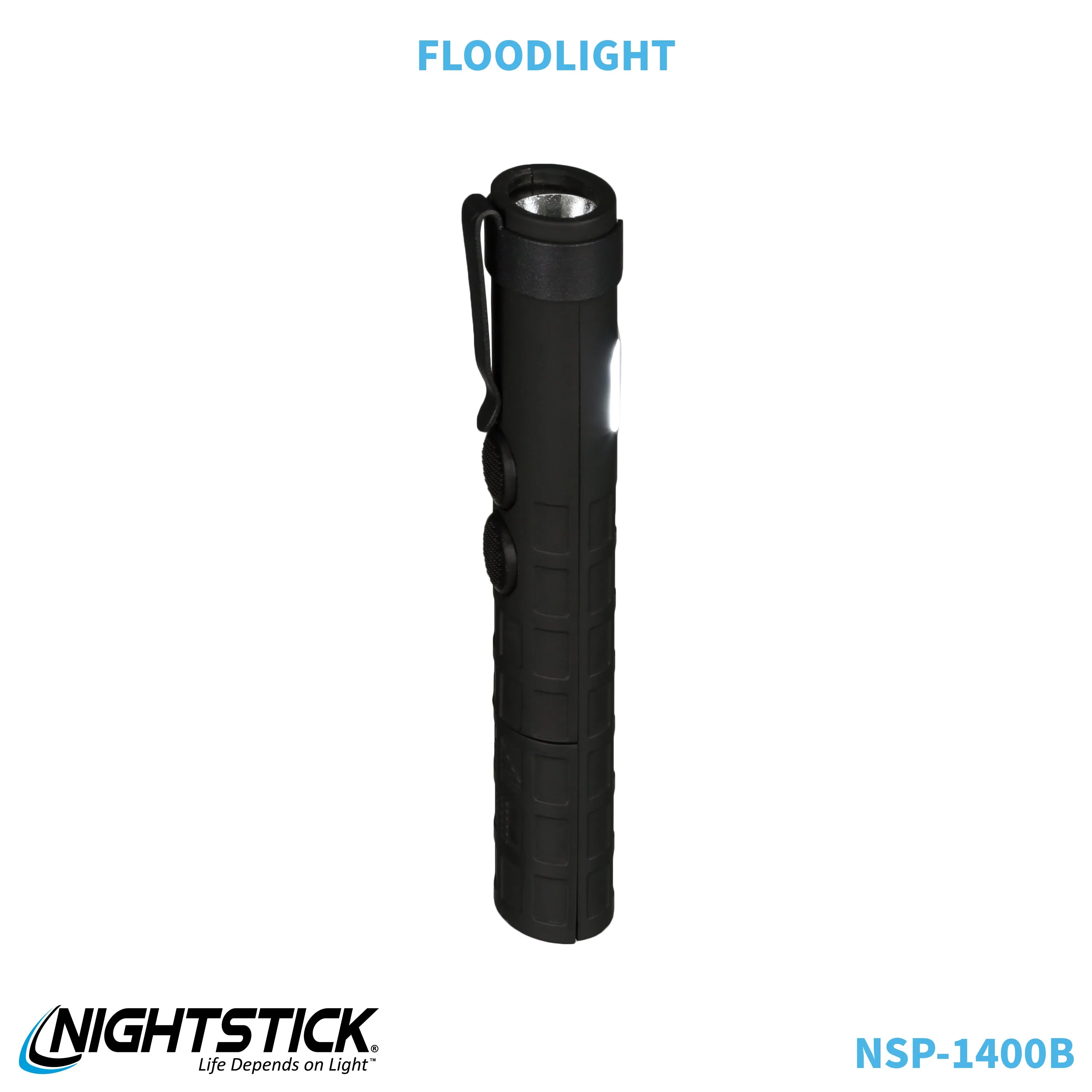 NSP-1400B: Dual-Switch Dual-Light Flashlight - 2 AAA