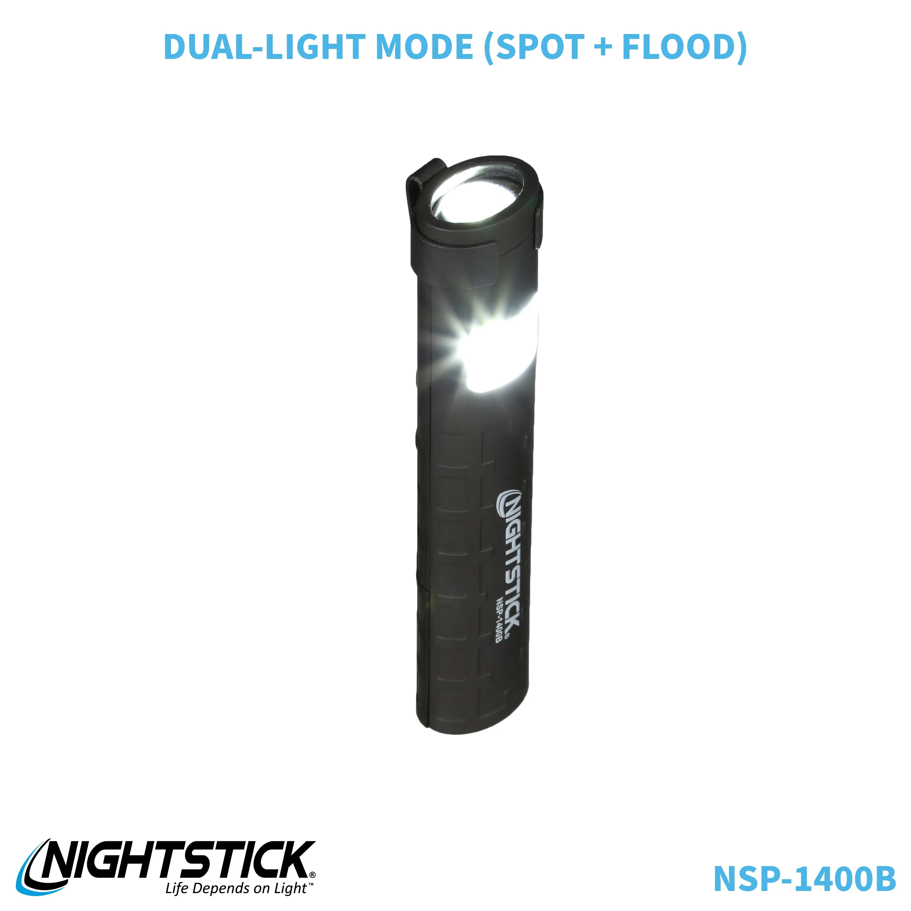 NSP-1400B: Dual-Switch Dual-Light Flashlight - 2 AAA