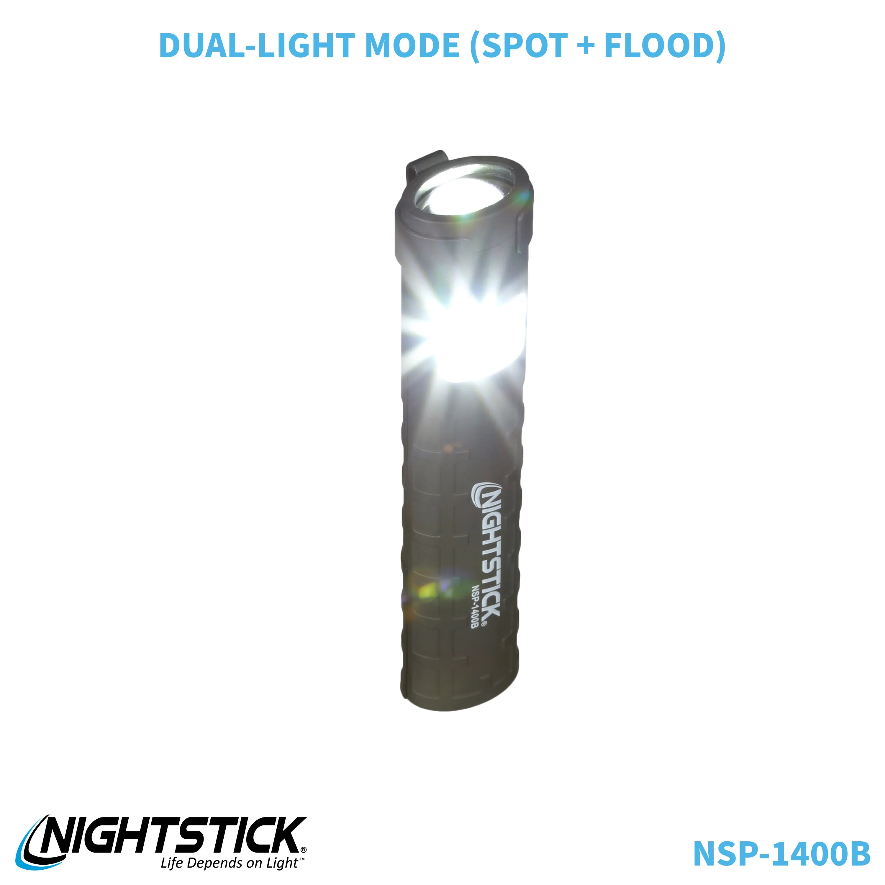 NSP-1400B: Dual-Switch Dual-Light Flashlight - 2 AAA