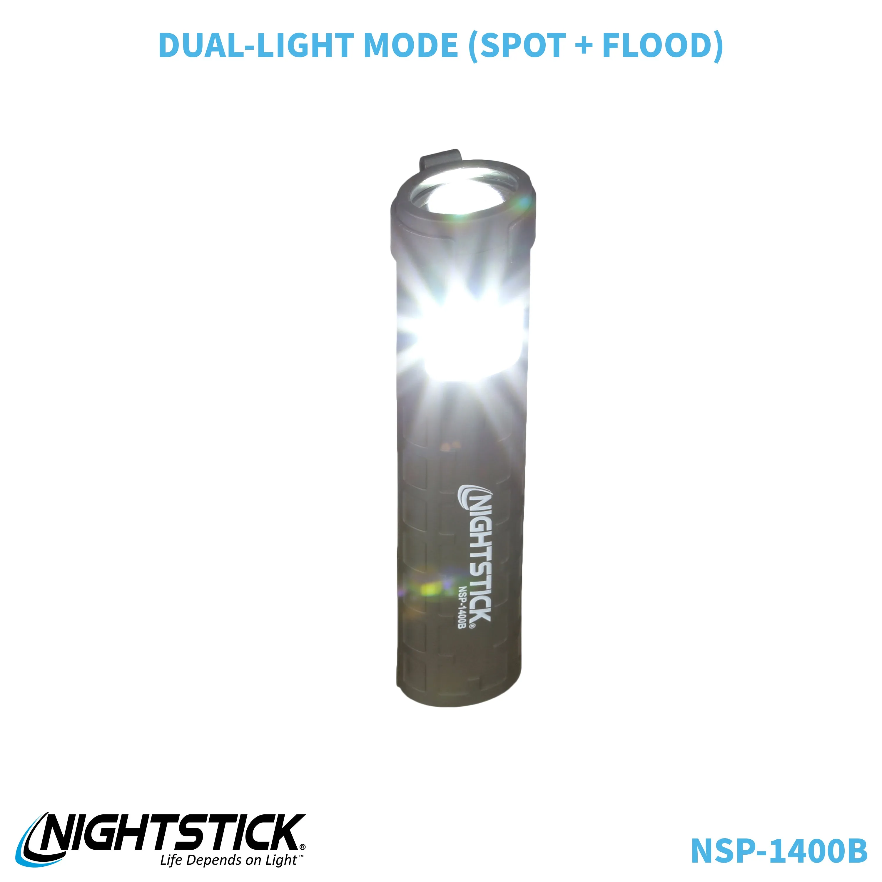 NSP-1400B: Dual-Switch Dual-Light Flashlight - 2 AAA