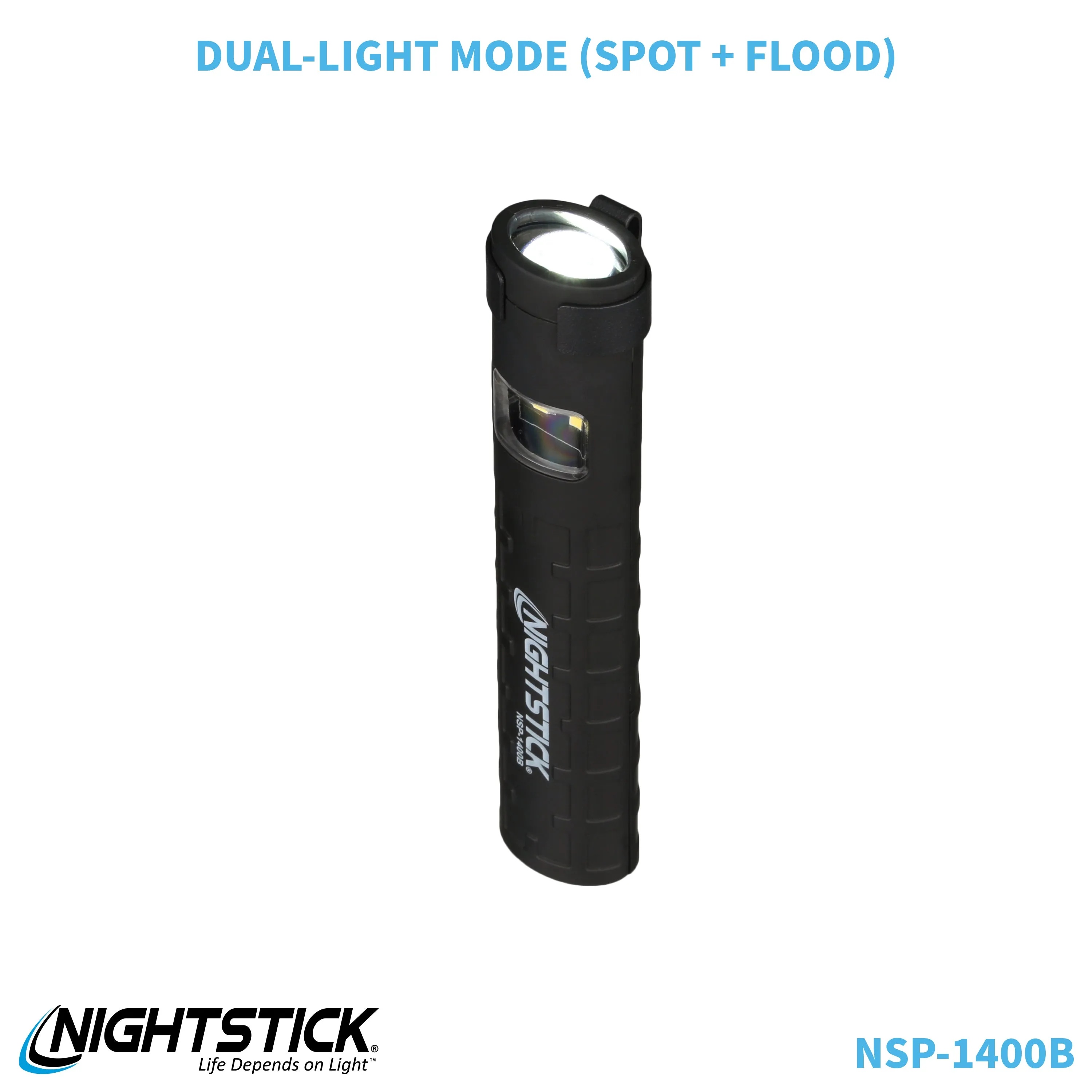 NSP-1400B: Dual-Switch Dual-Light Flashlight - 2 AAA