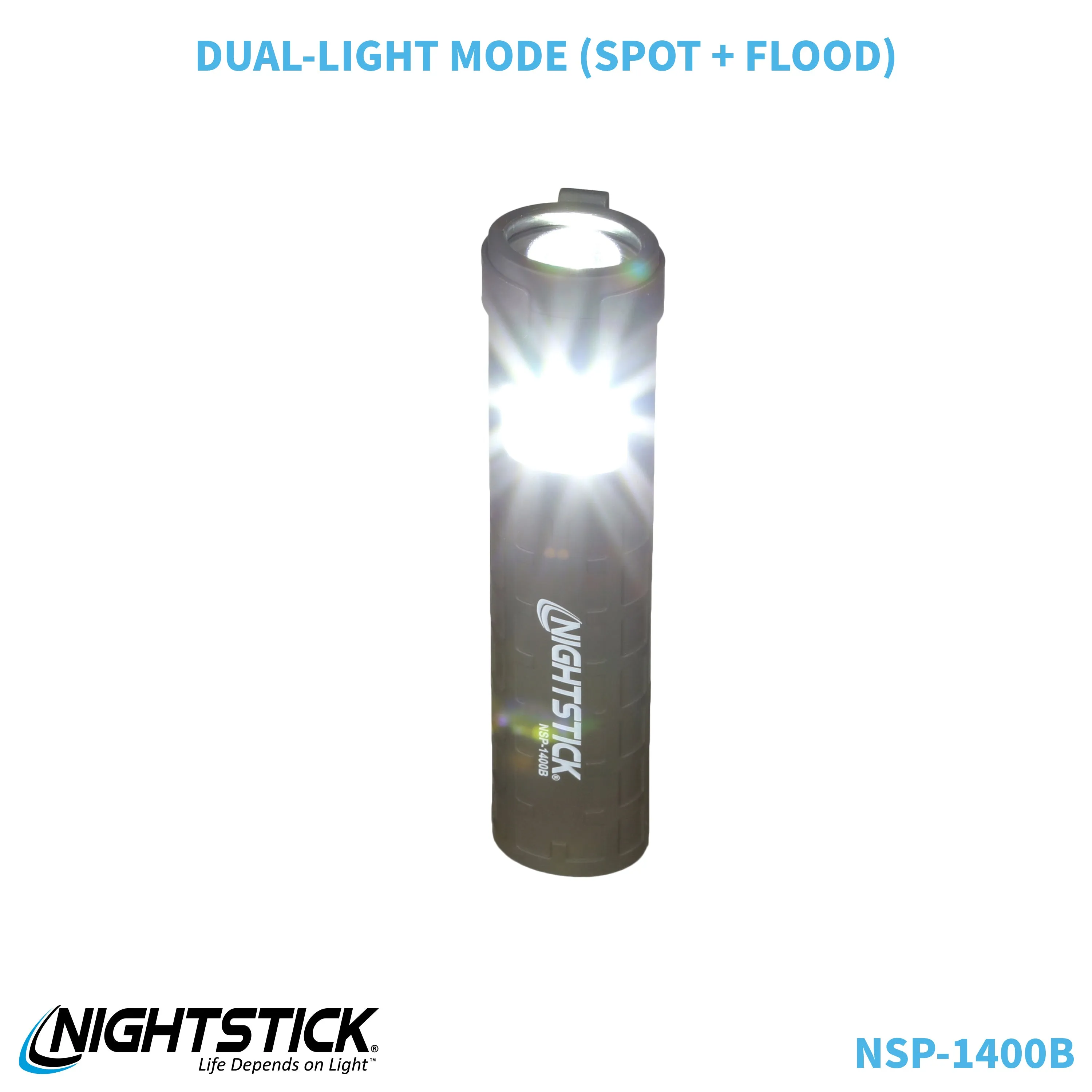 NSP-1400B: Dual-Switch Dual-Light Flashlight - 2 AAA