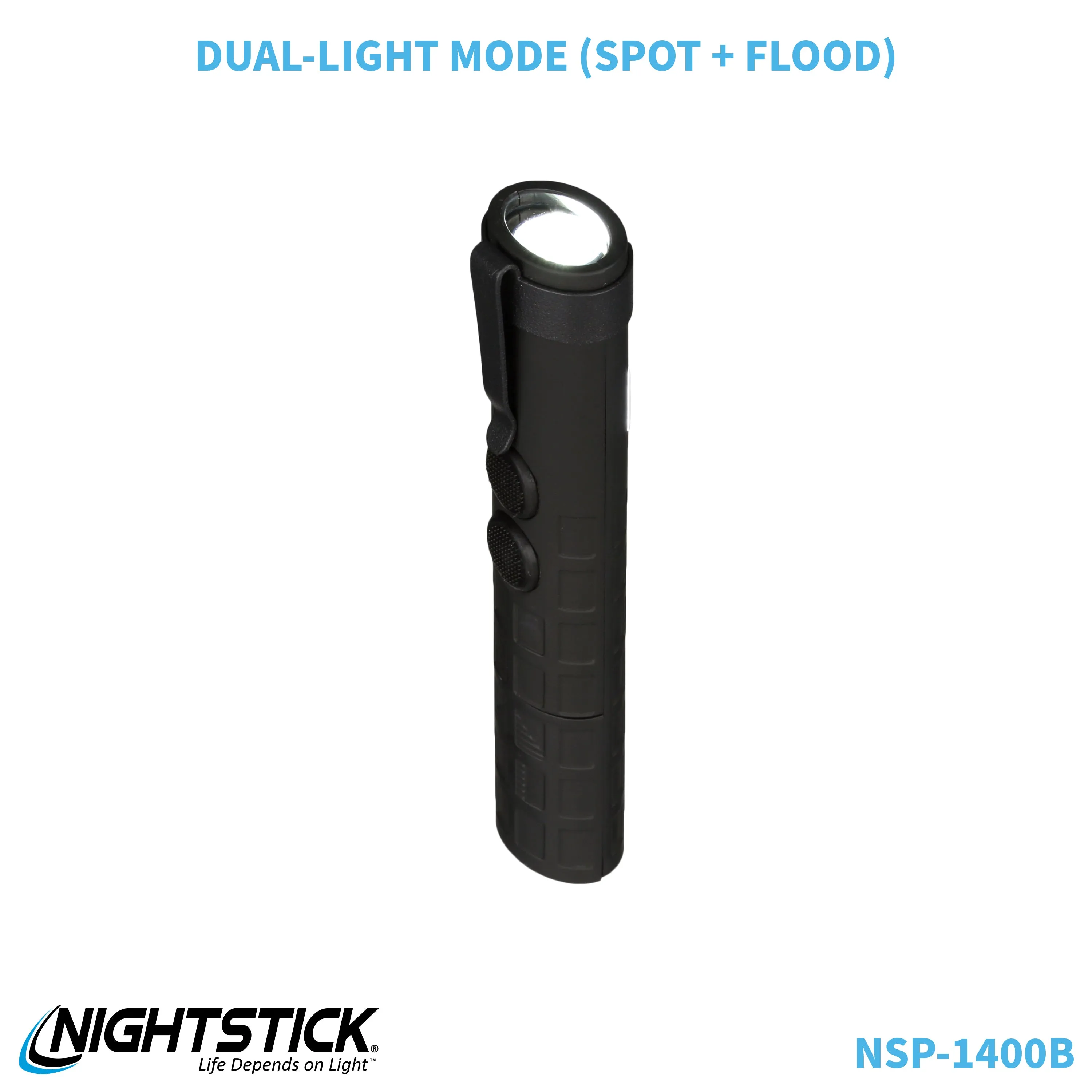 NSP-1400B: Dual-Switch Dual-Light Flashlight - 2 AAA