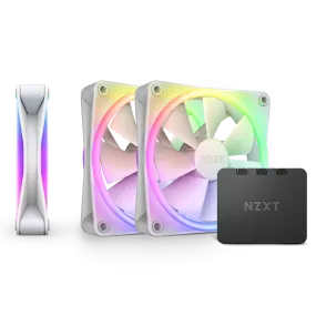 NZXT F120RGB DUO - 120MM DUAL-SIDED RGB FAN - TRIPLE PACK (WHITE) W/RGB CONTROLLER-RF-D12TF-W1