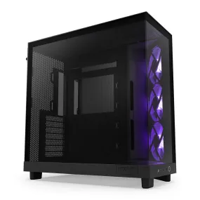 NZXT H6 Flow RGB Black ATX Gaming PC Case, Compact Dual Chamber Tempered Glass Mid Tower Desktop Case