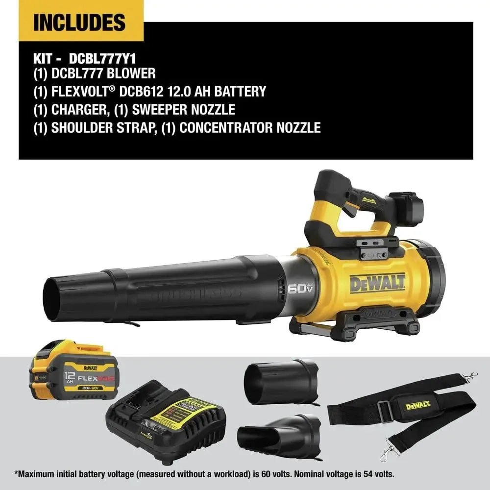 Open Box - DEWALT 60-Volt MAX 157 MPH 780 CFM Brushless Cordless Battery Powered Handheld Leaf Blower Kit with 12 Ah Battery and Charger