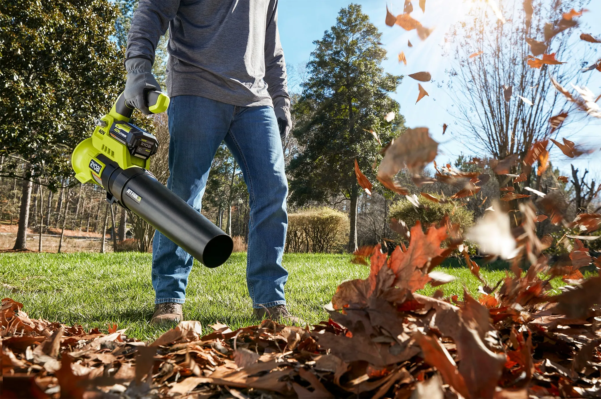 Open Box -  RYOBI 110 MPH 525 CFM 40-Volt Lithium-Ion Cordless Jet Fan Leaf Blower