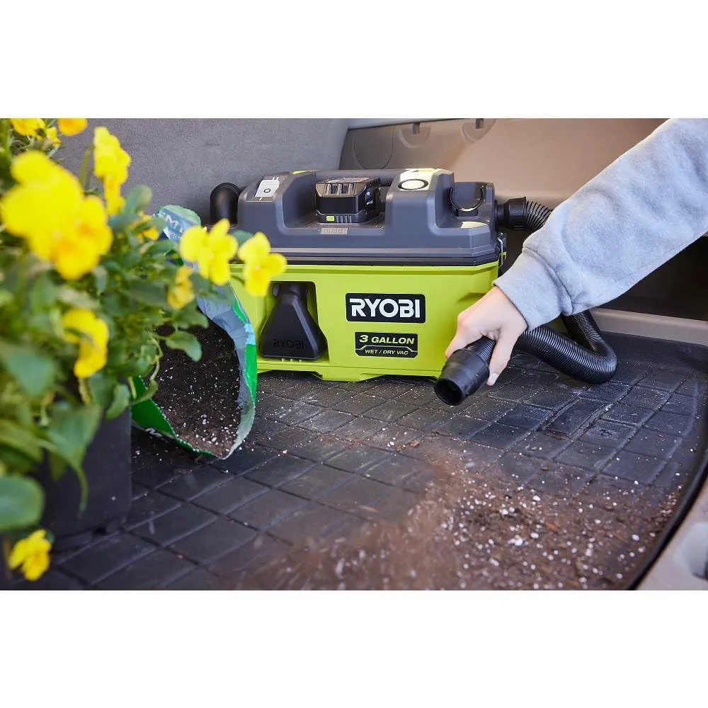 Open Box - RYOBI ONE  18V LINK Cordless 3 Gal. Wet/Dry Vacuum (Tool Only), Greens