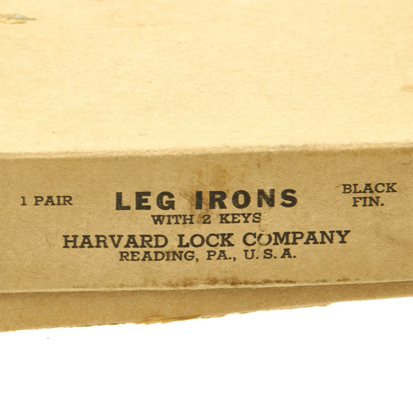 Original WWII U.S. Navy Leg Irons by Harvard Lock Company Unissued in Box with 2 Keys