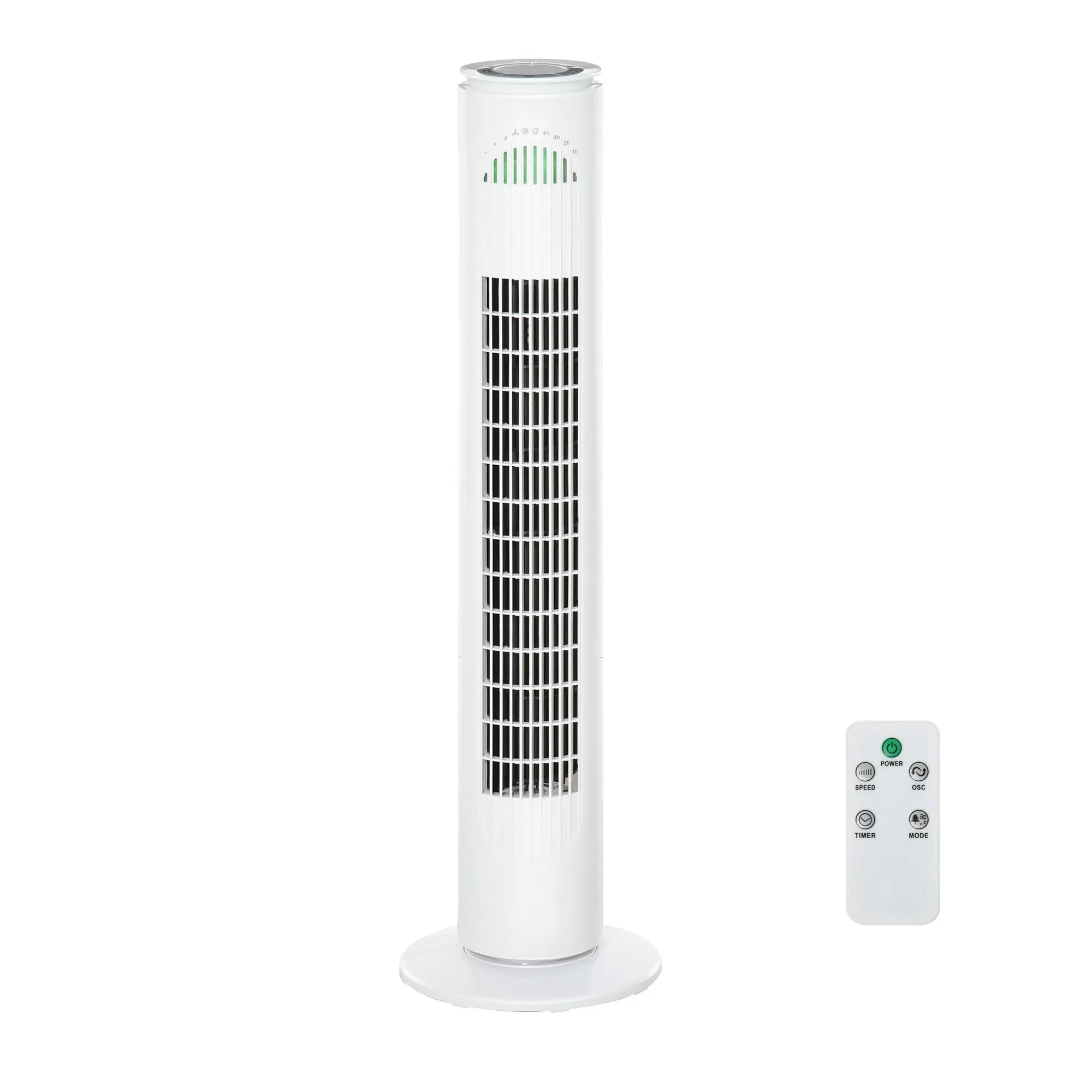 Oscillating Three Speed Tower Fan With Timer White