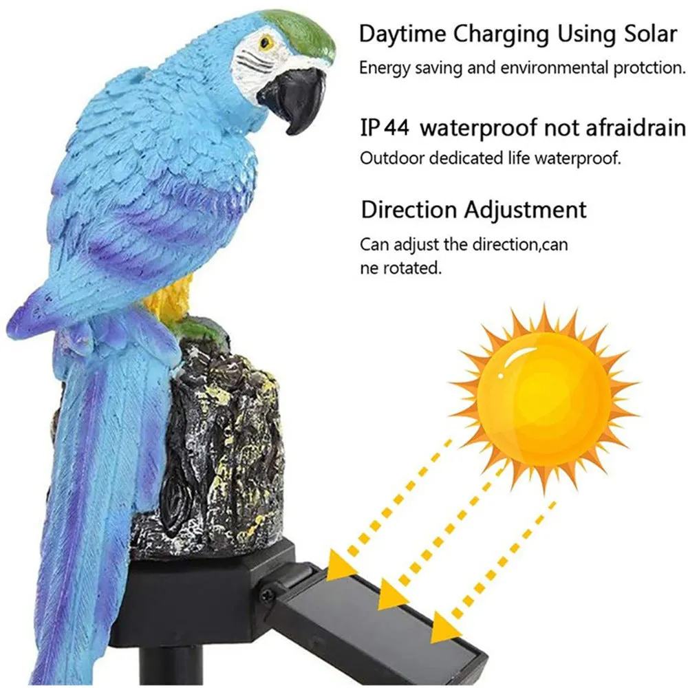 Outdoor Garden Parrot Bird Solar LED Decor Light-Blue