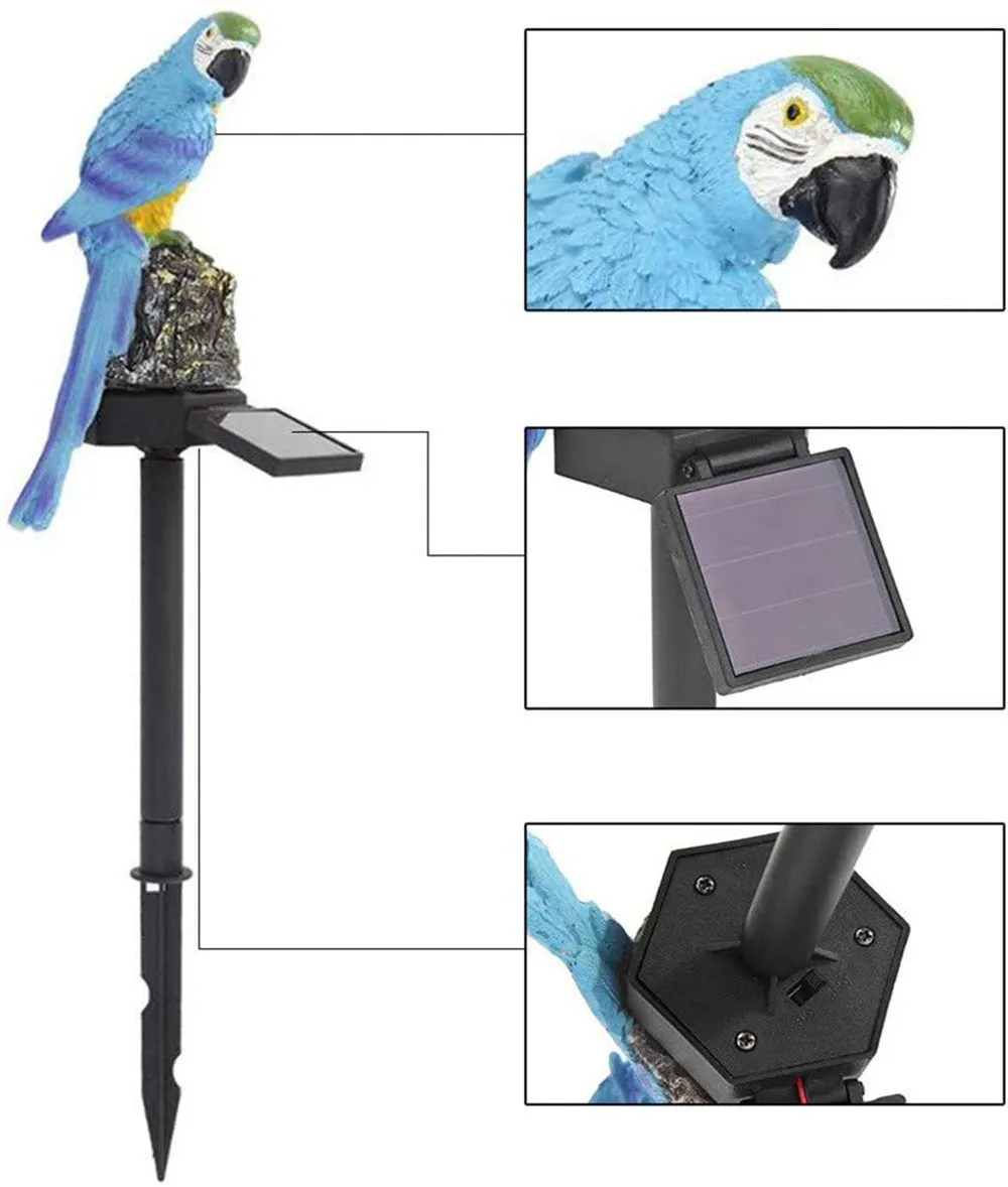 Outdoor Garden Parrot Bird Solar LED Decor Light-Blue