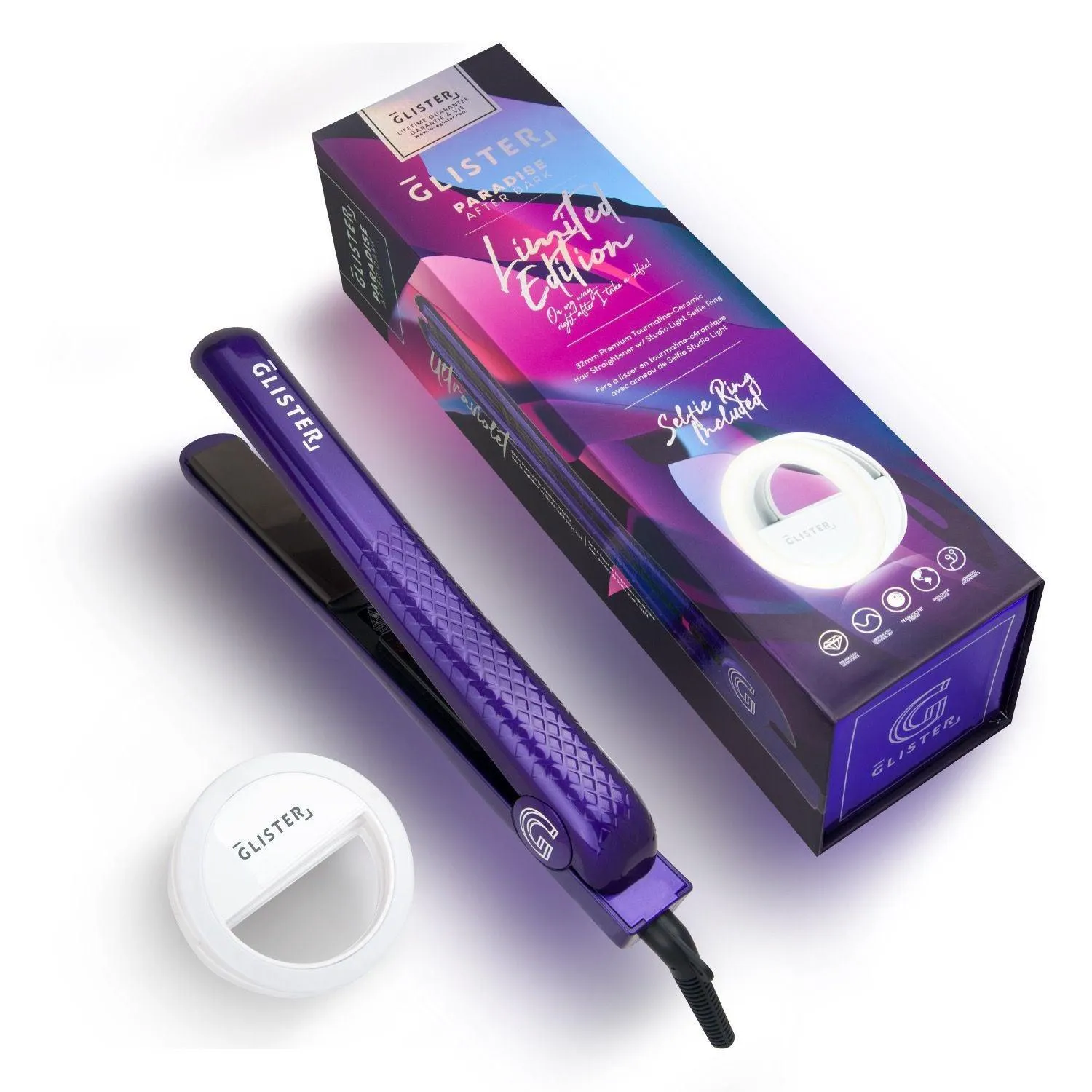 Paradise After Dark Flat Iron (with BONUS Selfie Ring) - Ultraviolet