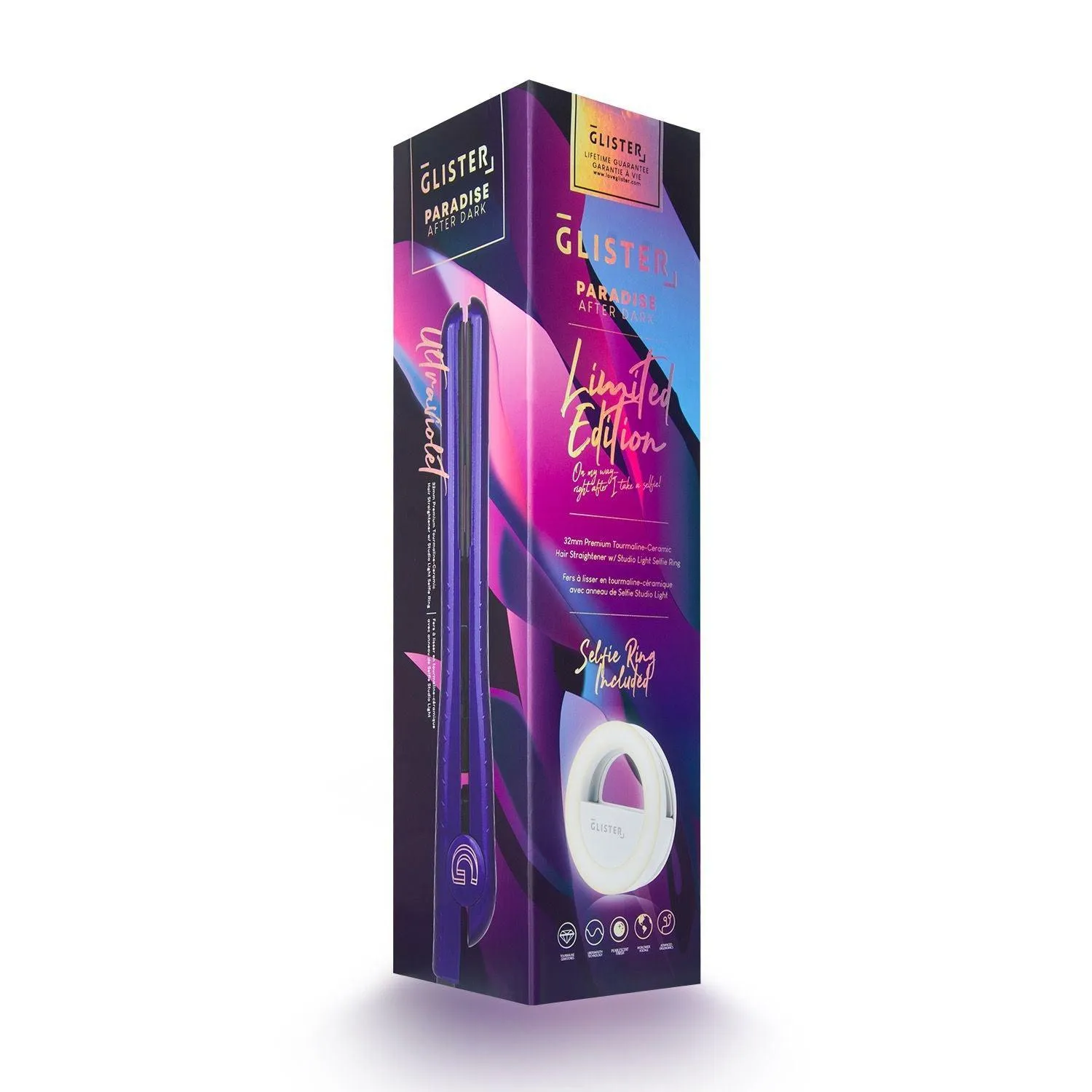 Paradise After Dark Flat Iron (with BONUS Selfie Ring) - Ultraviolet