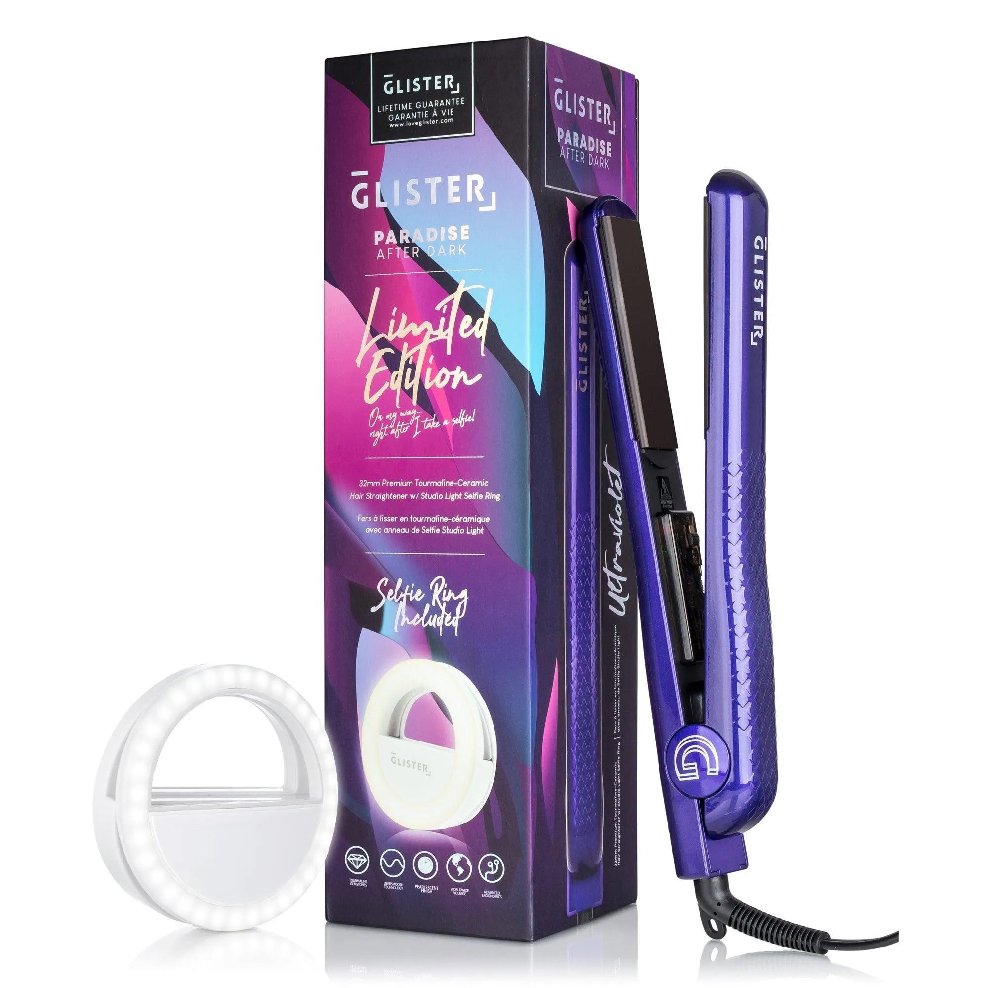 Paradise After Dark Flat Iron (with BONUS Selfie Ring) - Ultraviolet