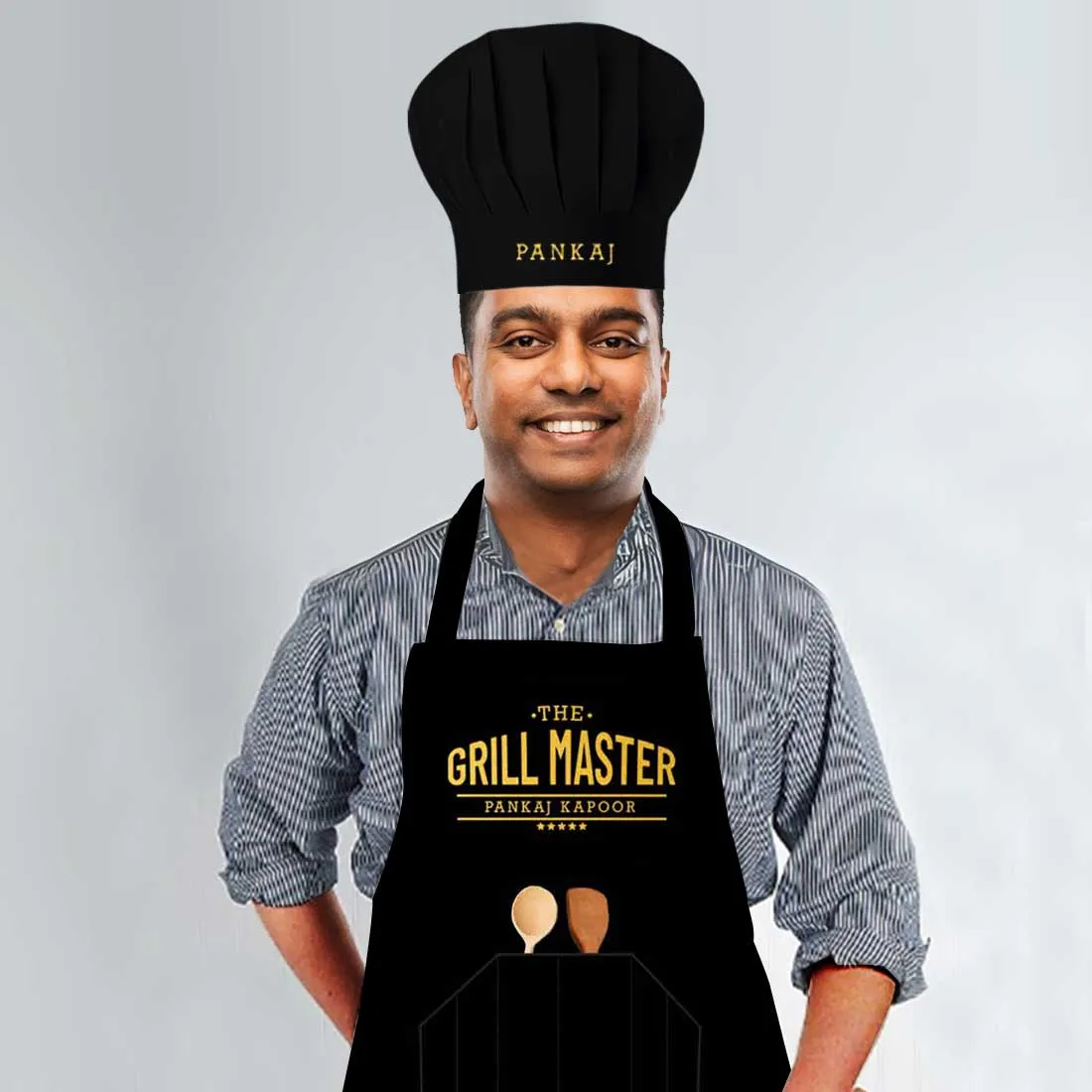 Personalised Chef Apron With Name for Men Cooking - Grill Master