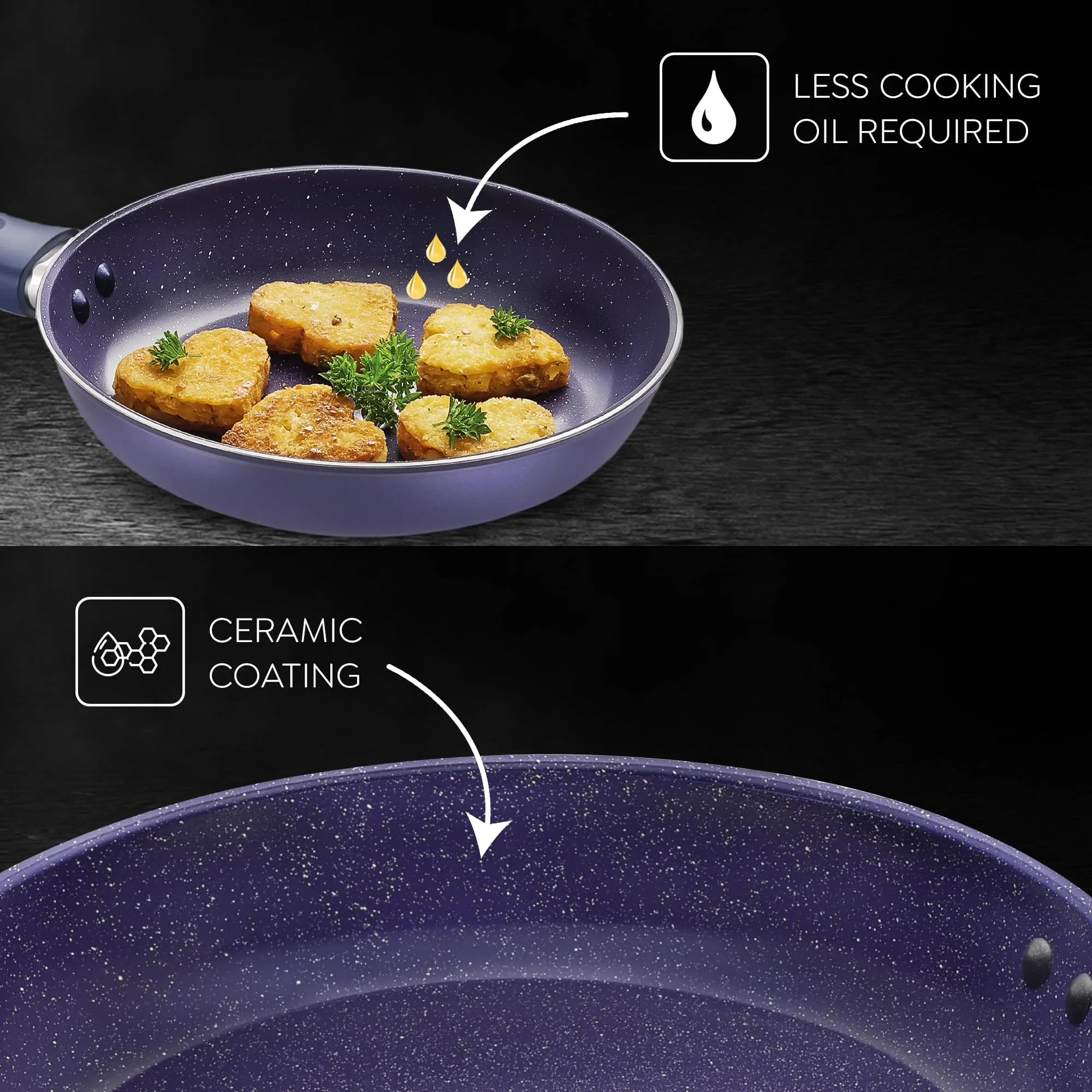 Prestige Ceraglide Ceramic Coated 18 cm Non-Stick Fry Pan | Consumes Less Oil | Preferred for High Heating & Even Heating | Stain-Resistant | Gas & Induction Compatible | No Harmful Chemicals