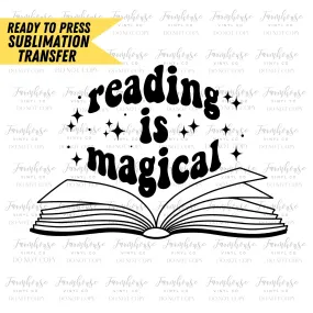 Reading is Magical, Ready To Press Sublimation Transfers, Sublimation Print, Retro Book Design, Librarian, Women's Trend Graphic 22