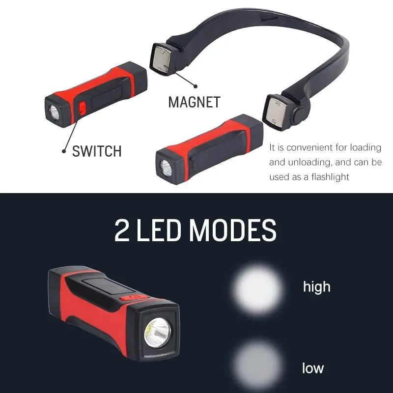 Rechargeable Portable Neck Light With Removable And Adjustable Lamp 2x150LMS