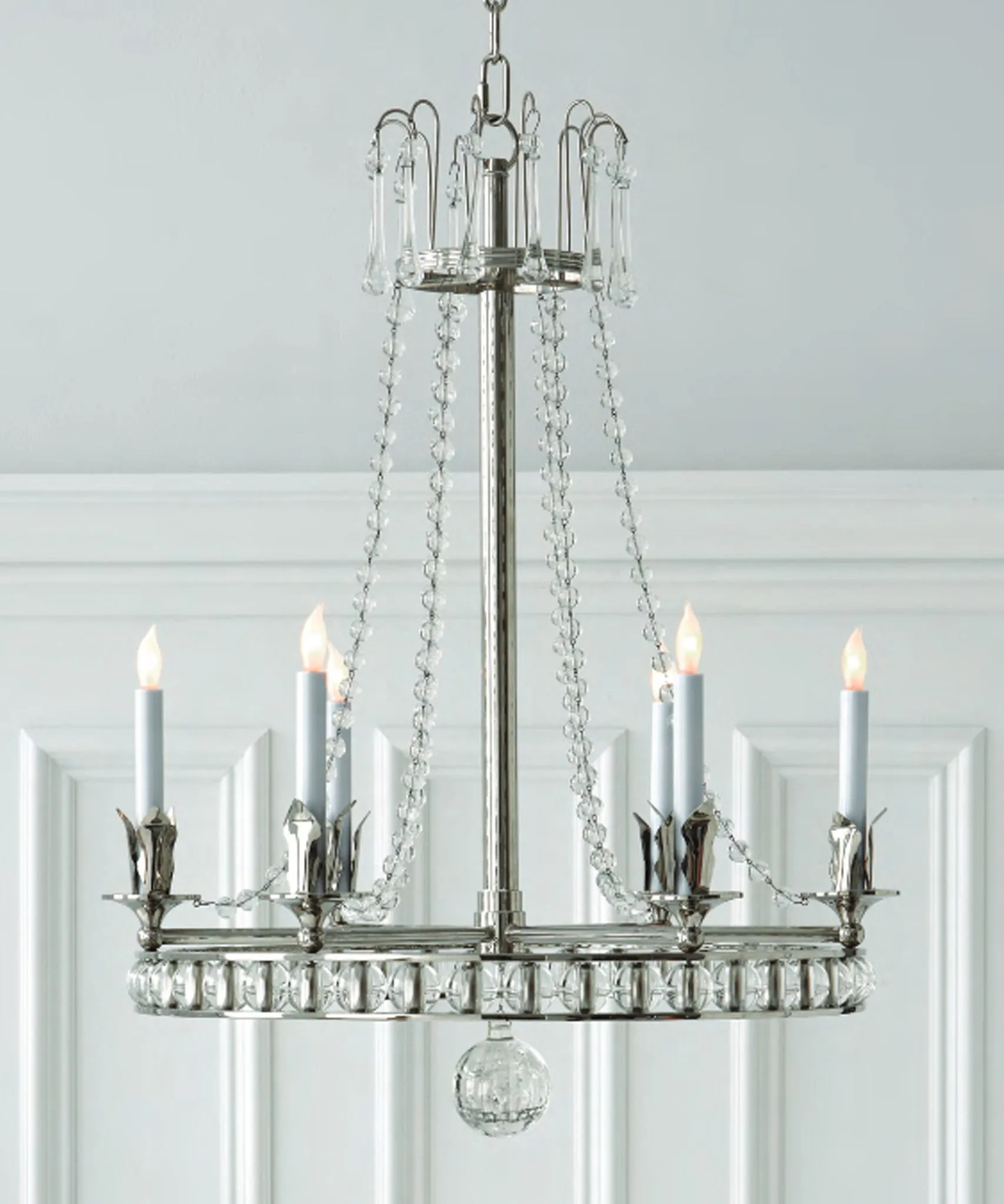 Regency Style Chandelier, Polished Nickel