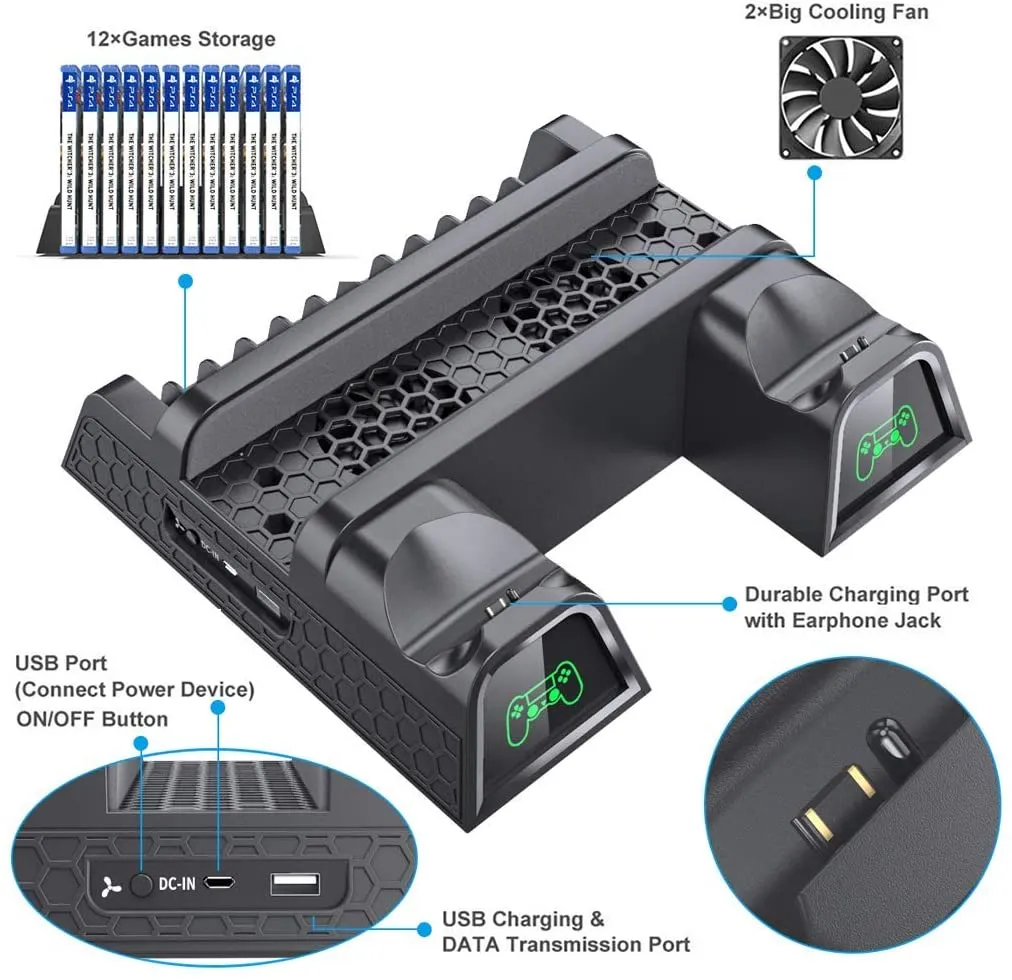 Regular PS4/ PS4 Slim/ PS4 Pro Controller Charger Cooling stand