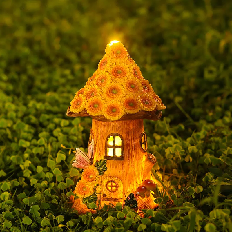 Resin Sunflower Tree House Outdoor Garden Solar Decorative Light