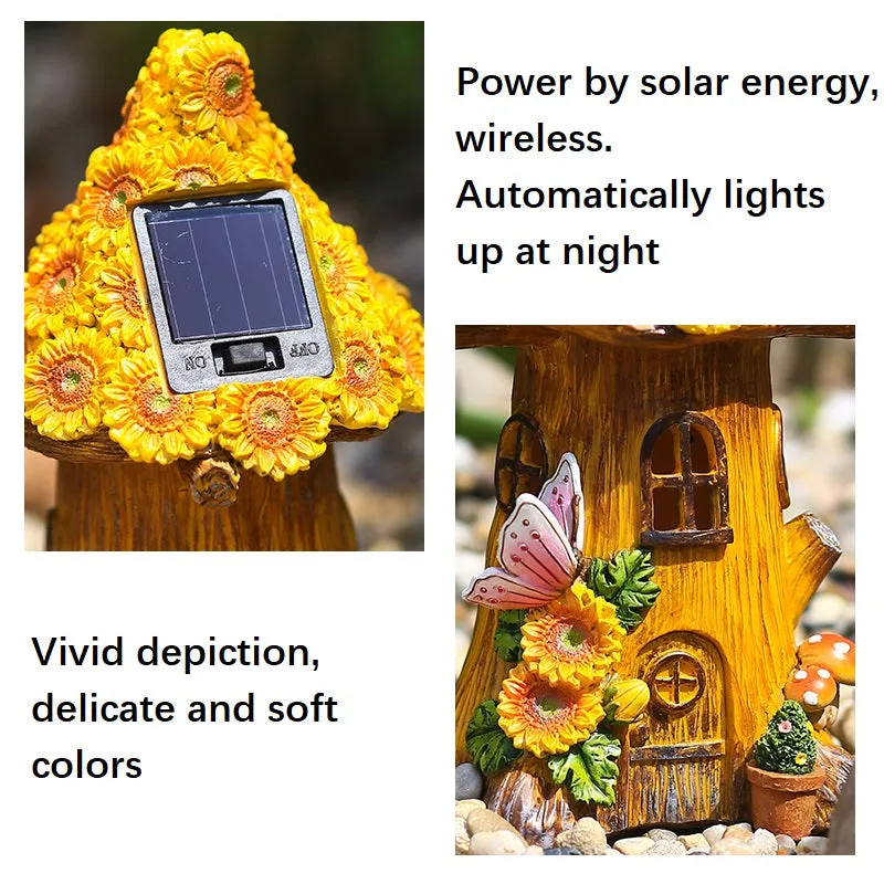 Resin Sunflower Tree House Outdoor Garden Solar Decorative Light