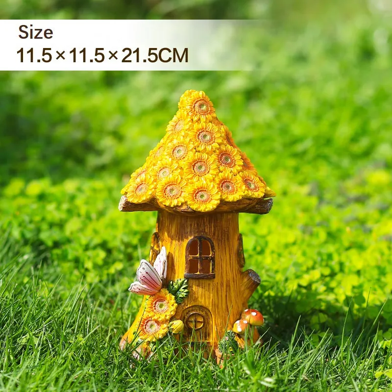 Resin Sunflower Tree House Outdoor Garden Solar Decorative Light