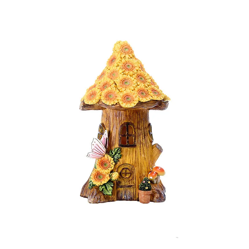 Resin Sunflower Tree House Outdoor Garden Solar Decorative Light