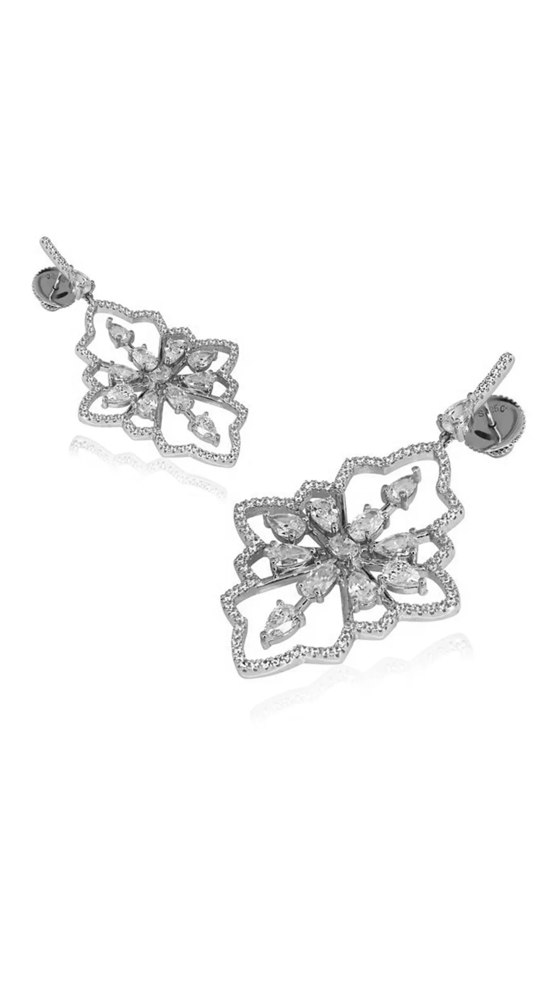 Rozeta Earrings White Gold Finish