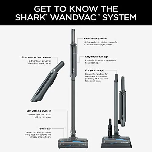 Shark Ws632 Wandvac System Ultra Lightweight Stick Vacuum Boost Mode Slate Grey