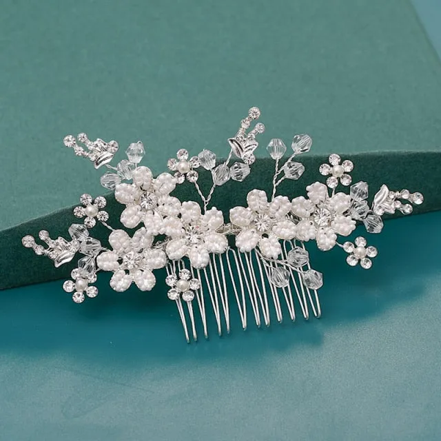 Silver Wedding Hair Combs Leaf Flower Design Bridal Hair Accessories