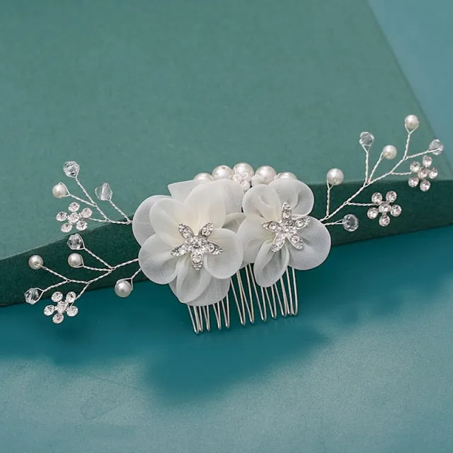 Silver Wedding Hair Combs Leaf Flower Design Bridal Hair Accessories