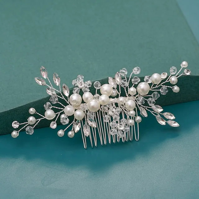 Silver Wedding Hair Combs Leaf Flower Design Bridal Hair Accessories