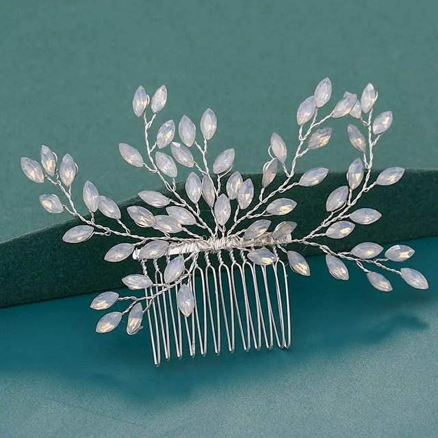 Silver Wedding Hair Combs Leaf Flower Design Bridal Hair Accessories