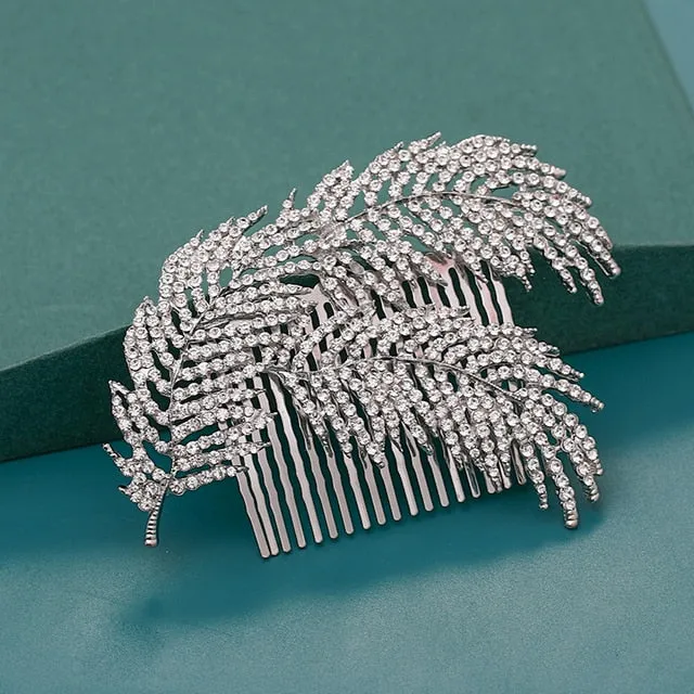 Silver Wedding Hair Combs Leaf Flower Design Bridal Hair Accessories