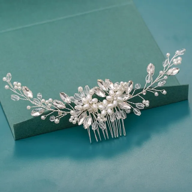 Silver Wedding Hair Combs Leaf Flower Design Bridal Hair Accessories