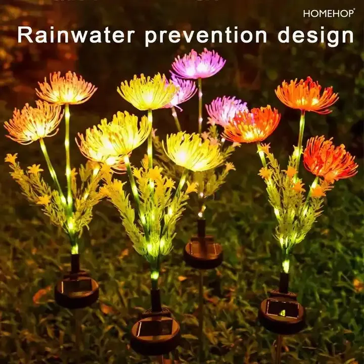 Solar Flower Lights For Garden Outdoor Waterproof Decorative Flower Lamp With 20 LED For Balcony, Pathway, Home Decor & Patio