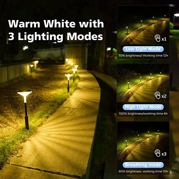 Solar Pathway Lights Outdoor 8 Pack with 3 Lighting Modes