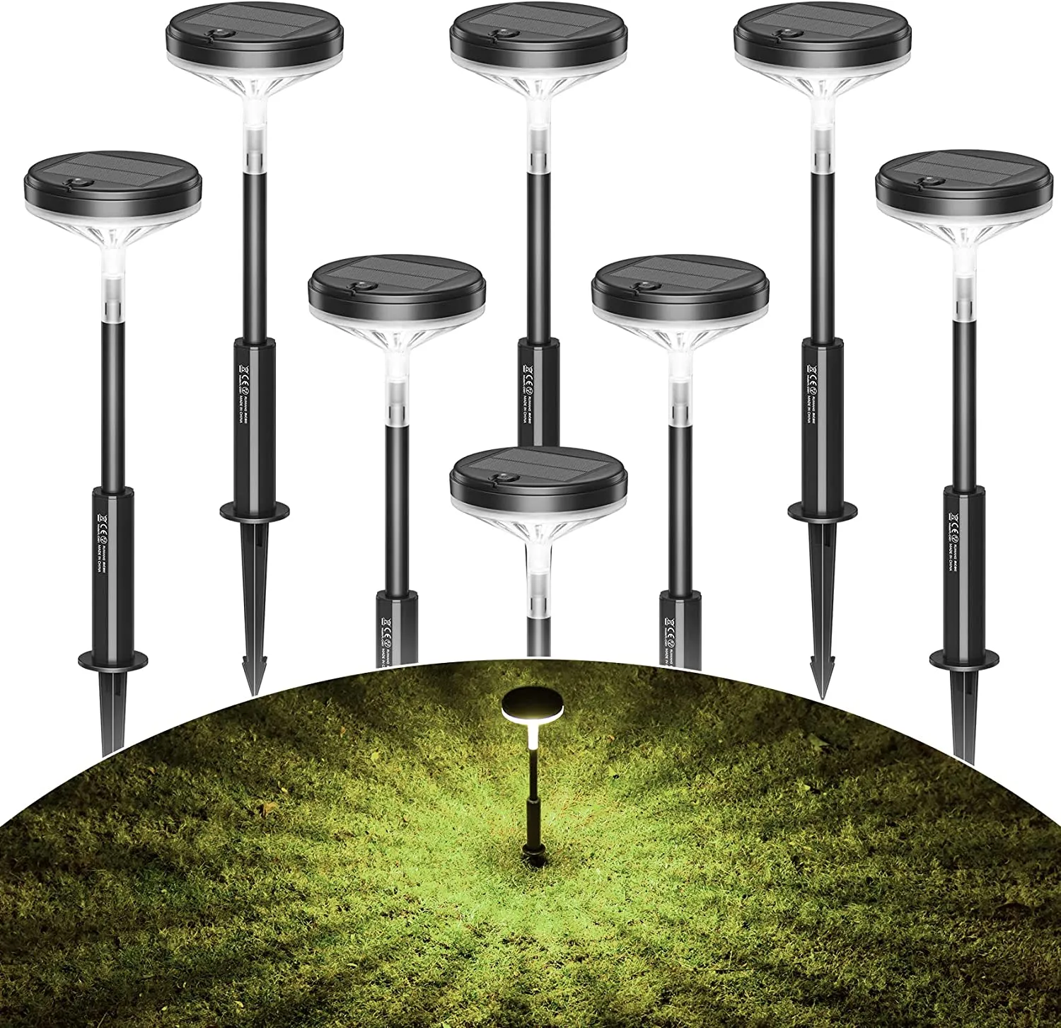 Solar Pathway Lights Outdoor 8 Pack with 3 Lighting Modes