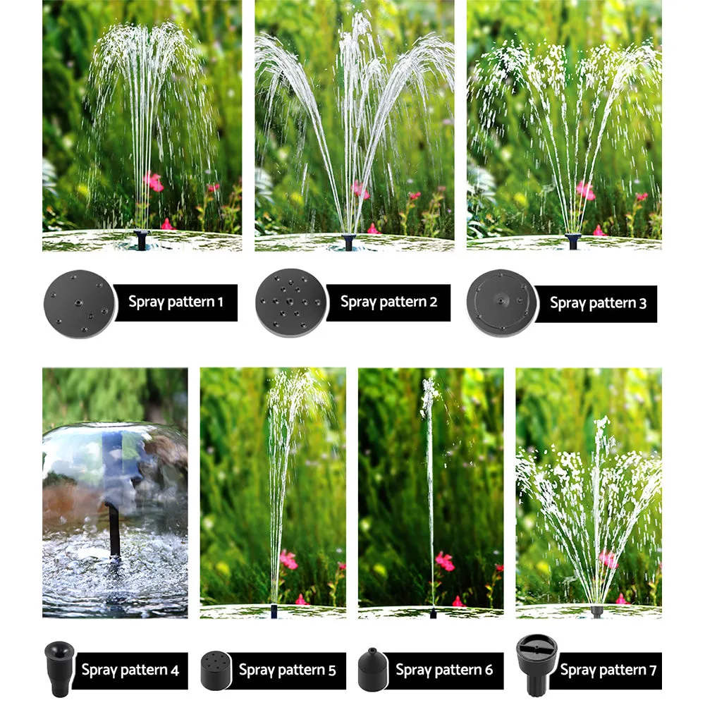 Solar Pond Pump with Battery Powered Submersible Kit LED Light & Remote 8.8 FT