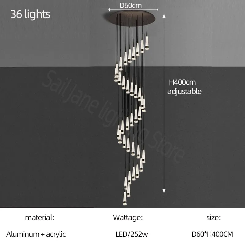 Spiral Cones: Staircase Chandelier - Elegant Lighting