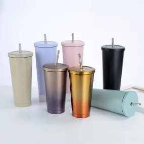 Stainless steel straw thermos cup