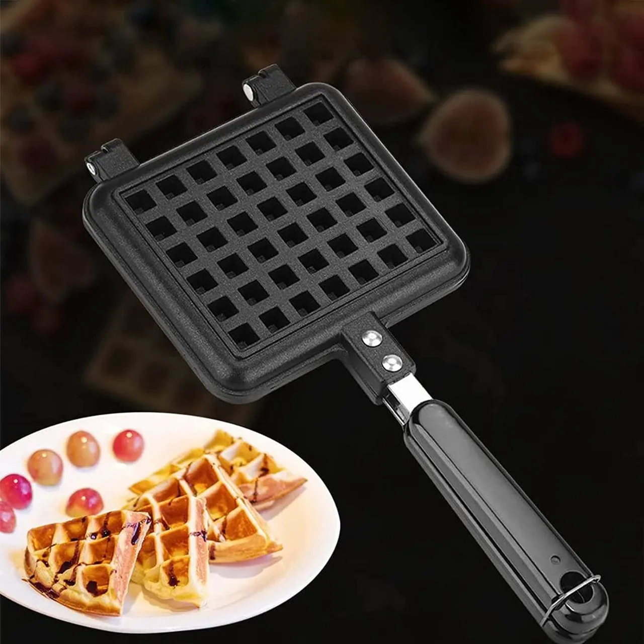 Stove Top Iron Waffle Maker,Deep Fill Non-Stick