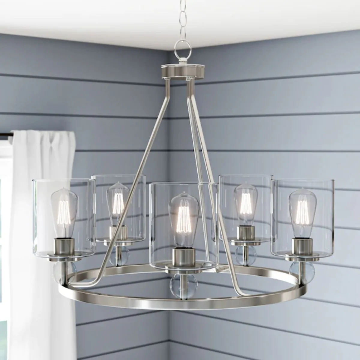 Studio 5 26 In. 5 Lights Chandelier Polished Nickel Finish