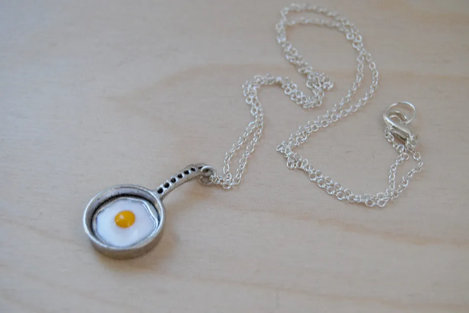 Sunny Side Up! | Egg in a Pan Charm Necklace | Breakfast Foods Jewelry