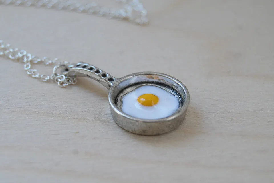 Sunny Side Up! | Egg in a Pan Charm Necklace | Breakfast Foods Jewelry