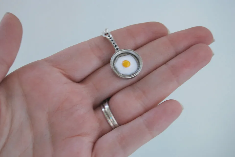 Sunny Side Up! | Egg in a Pan Charm Necklace | Breakfast Foods Jewelry